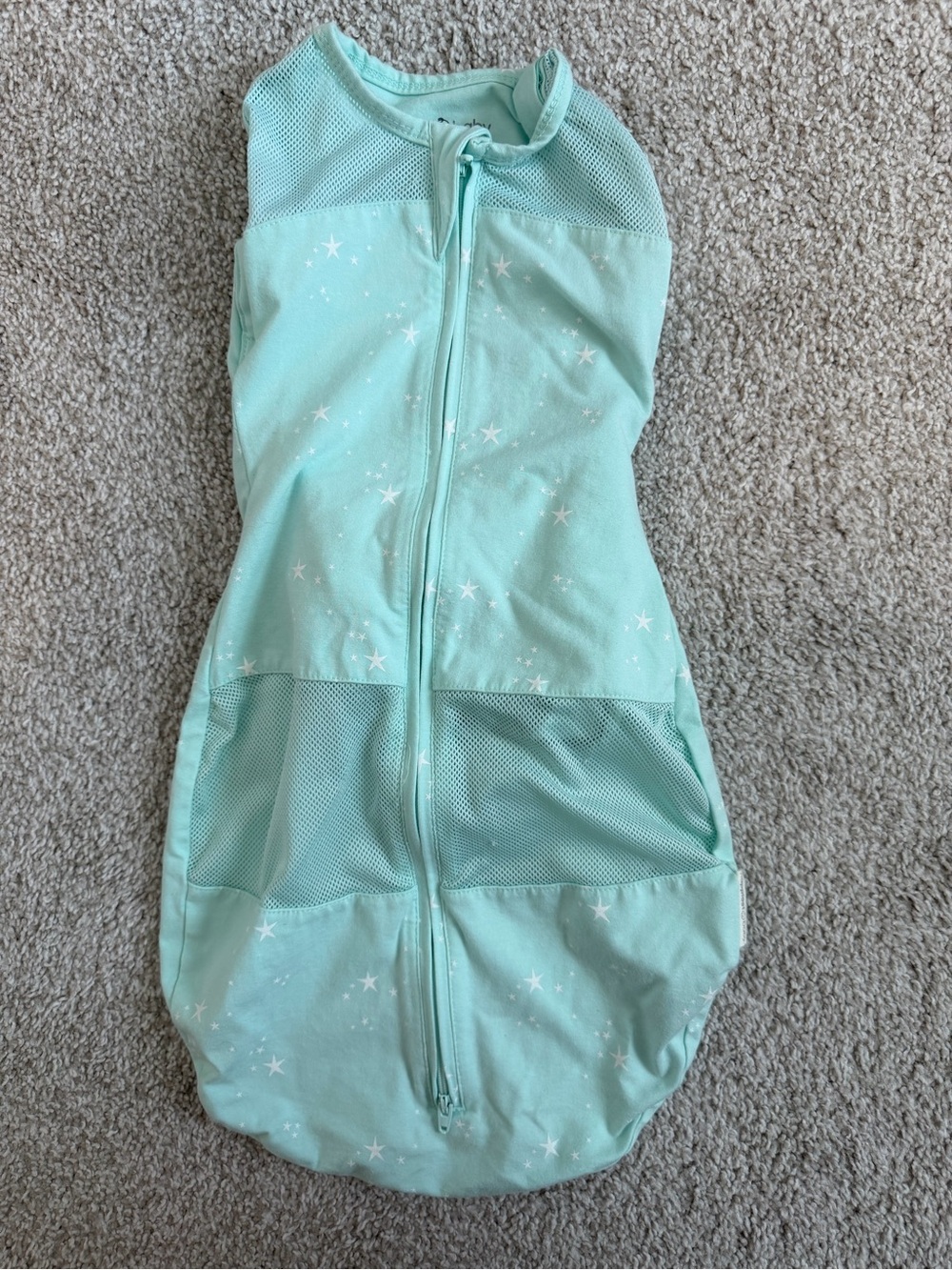 Happiest Baby Sleepea 5-Second Swaddle Organic Cotton Teal Stars Size M 2-4m